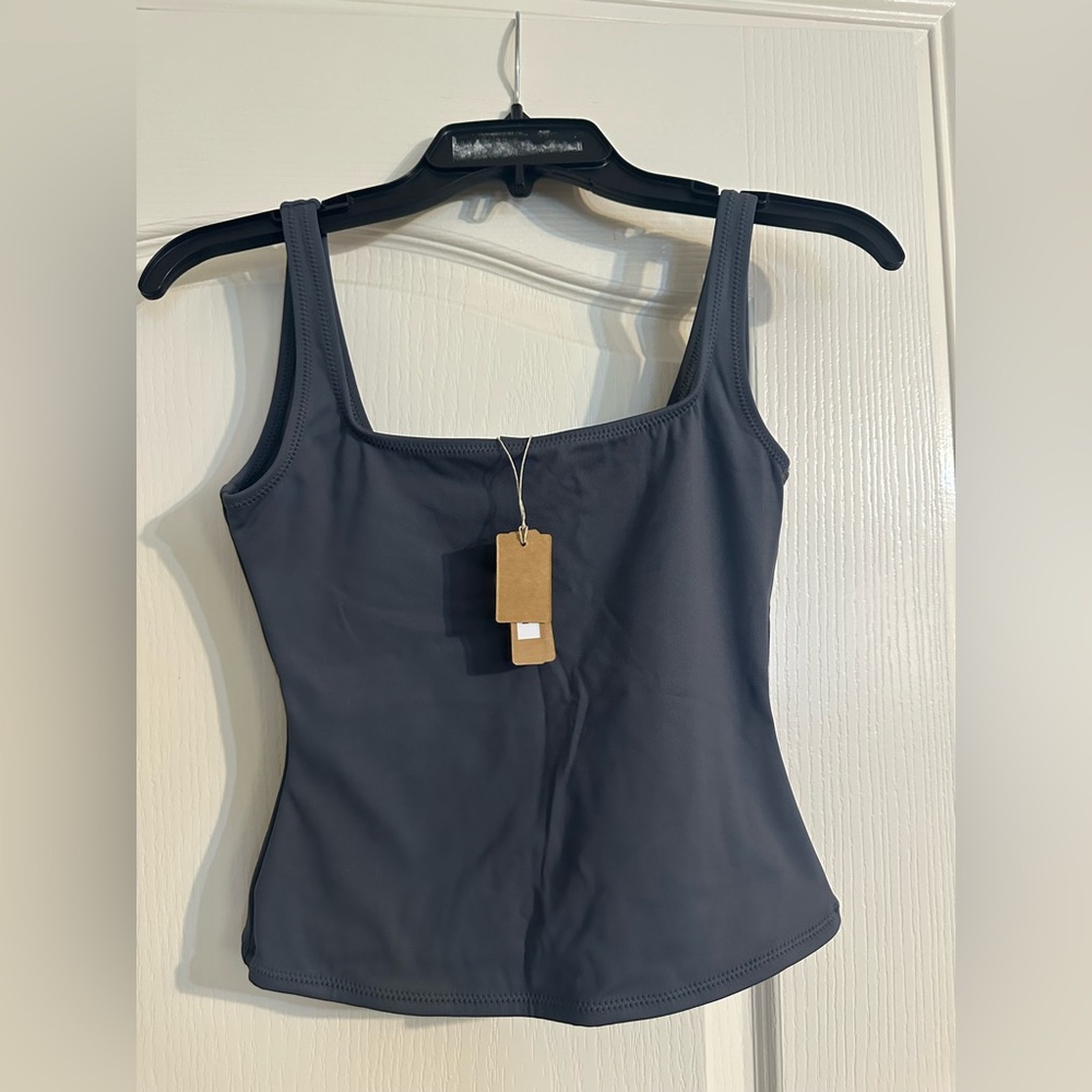 SKIMS Swim Fitted Tank – Gray – XXS – NWT
